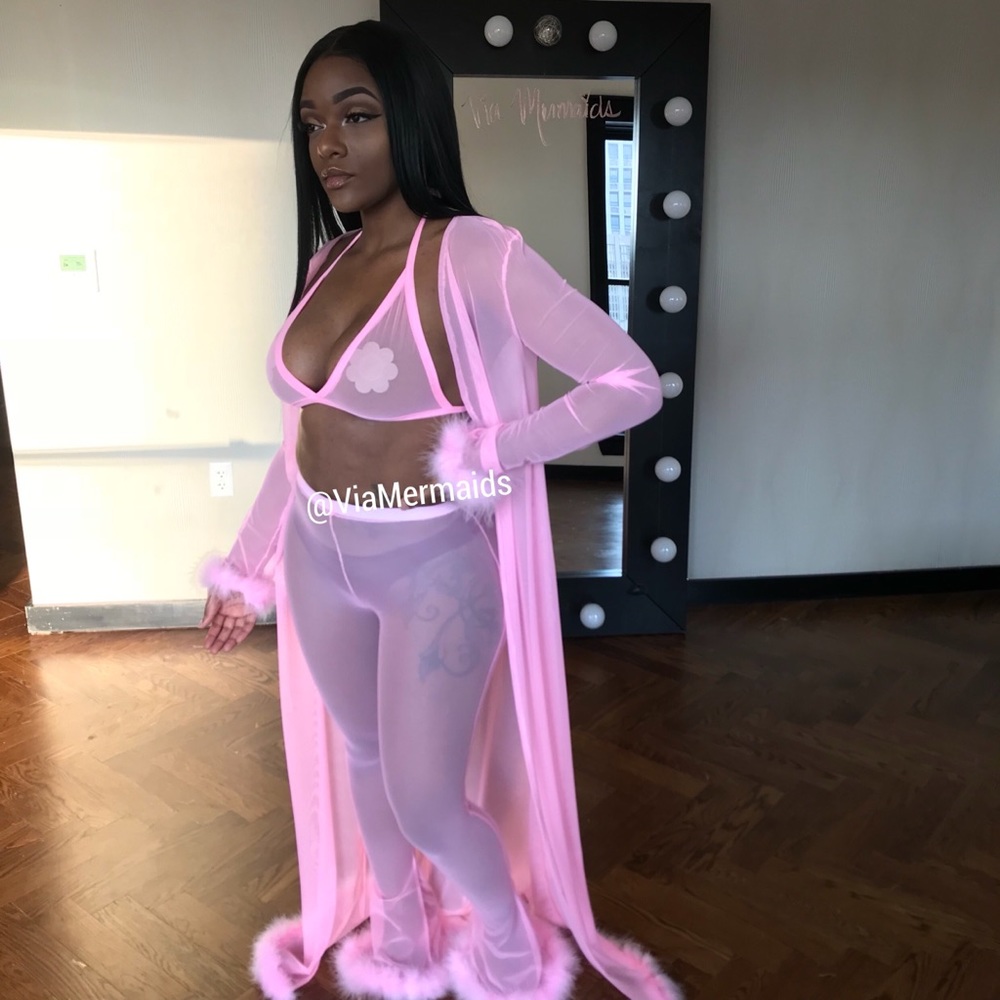 Light pink fur robe